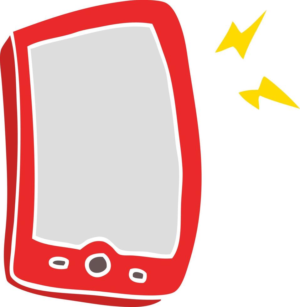 vlak kleur stijl tekenfilm mobiel telefoon vector