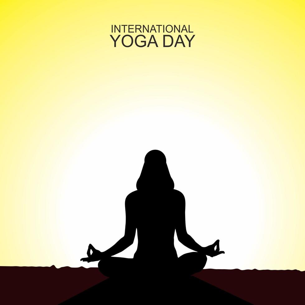gele internationale yoga dag poster vector
