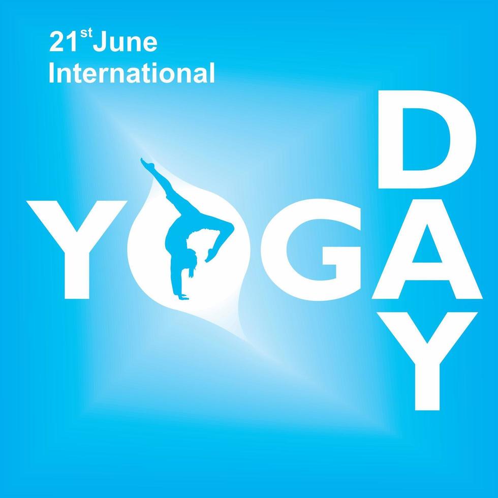 internationale yoga dag blauwe poster vector