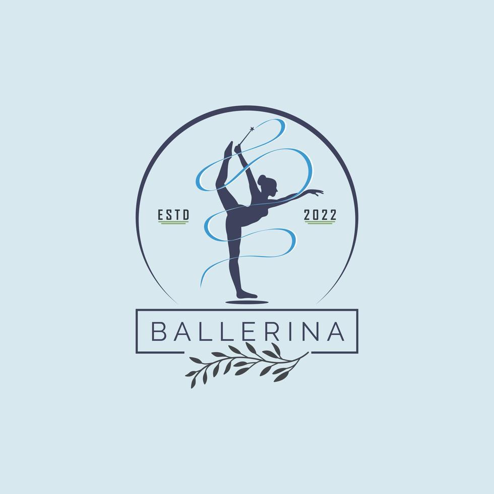 ballerina dansschool en studio in ballet motion dans stijl logo sjabloon ontwerp vector voor merk of bedrijf en andere