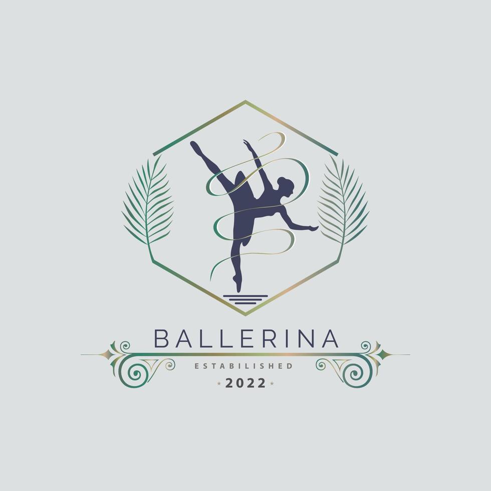 ballerina dansschool en studio in ballet motion dans stijl logo sjabloon ontwerp vector voor merk of bedrijf en andere