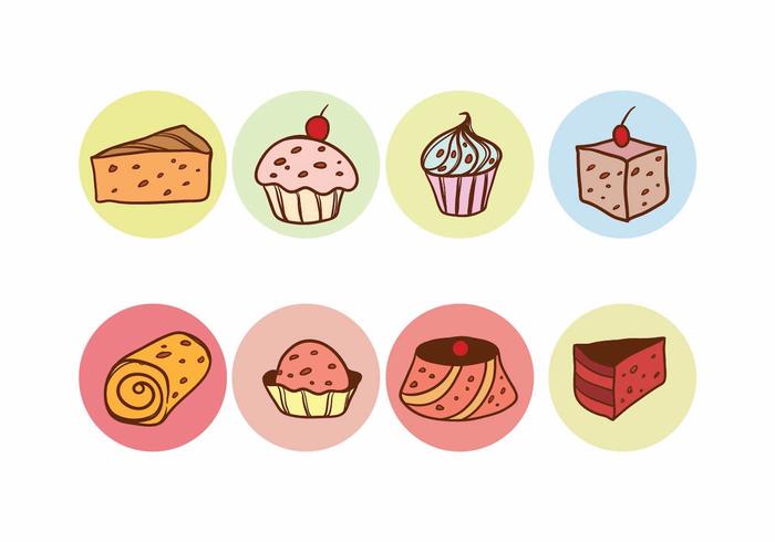 Gratis Rozijnen Cake Vector Set