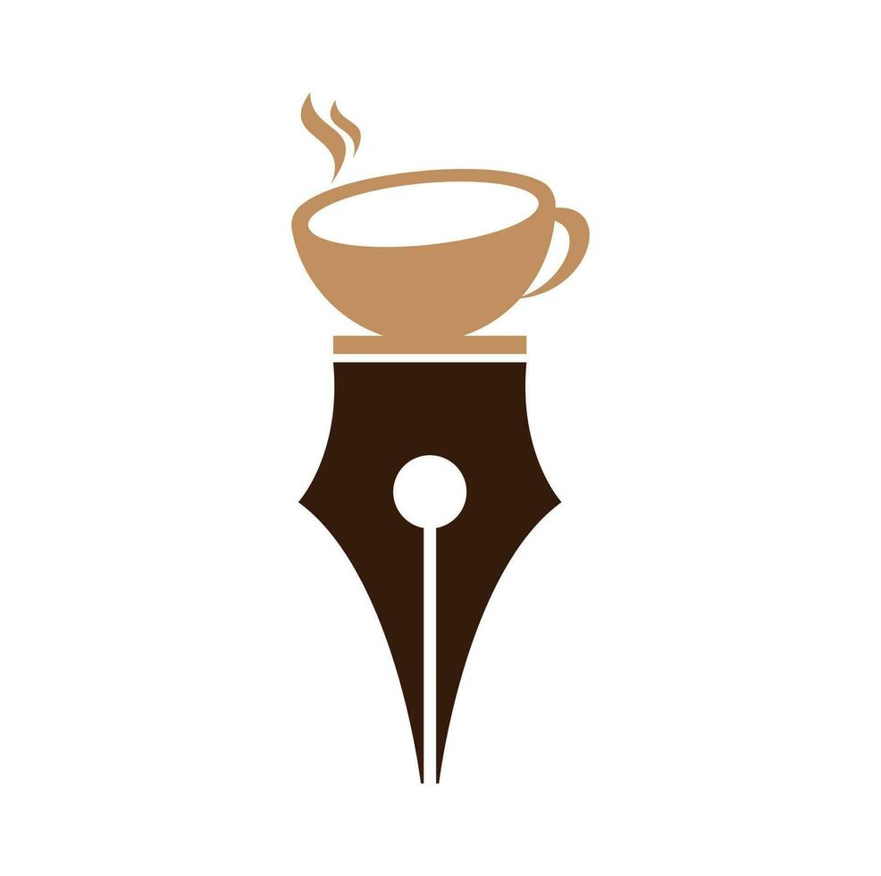pen en koffie logo ontwerp concept vector. koffie en pen logo icoon sjabloon. vector