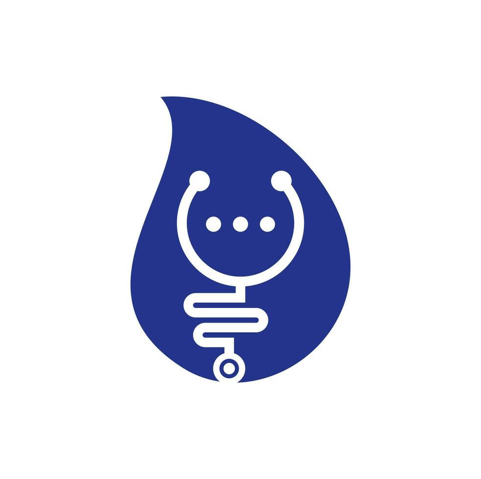 stethoscoop babbelen laten vallen vorm concept vector logo ontwerp. dokter helpen en raadplegen logo concept.