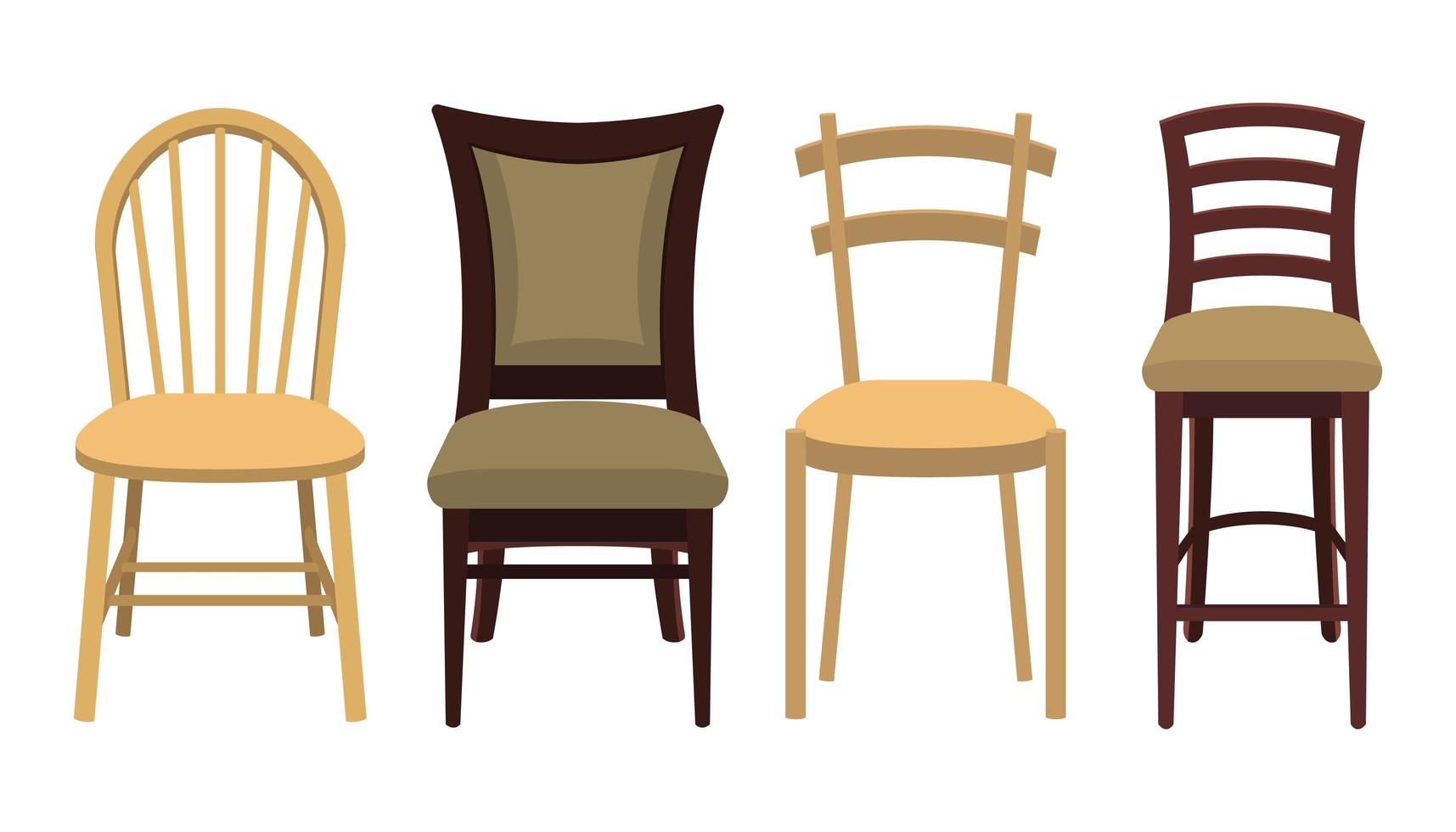 houten stoelen op wit vector