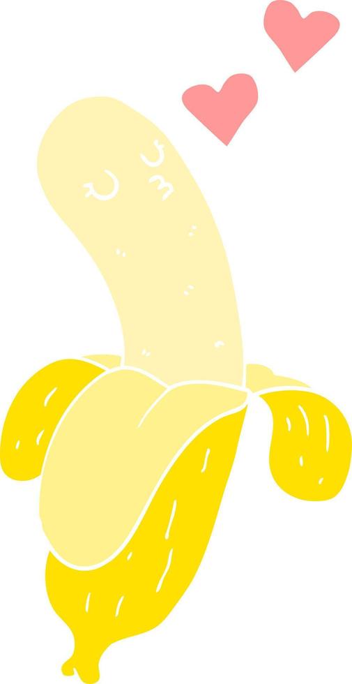 vlak kleur stijl tekenfilm banaan in liefde vector