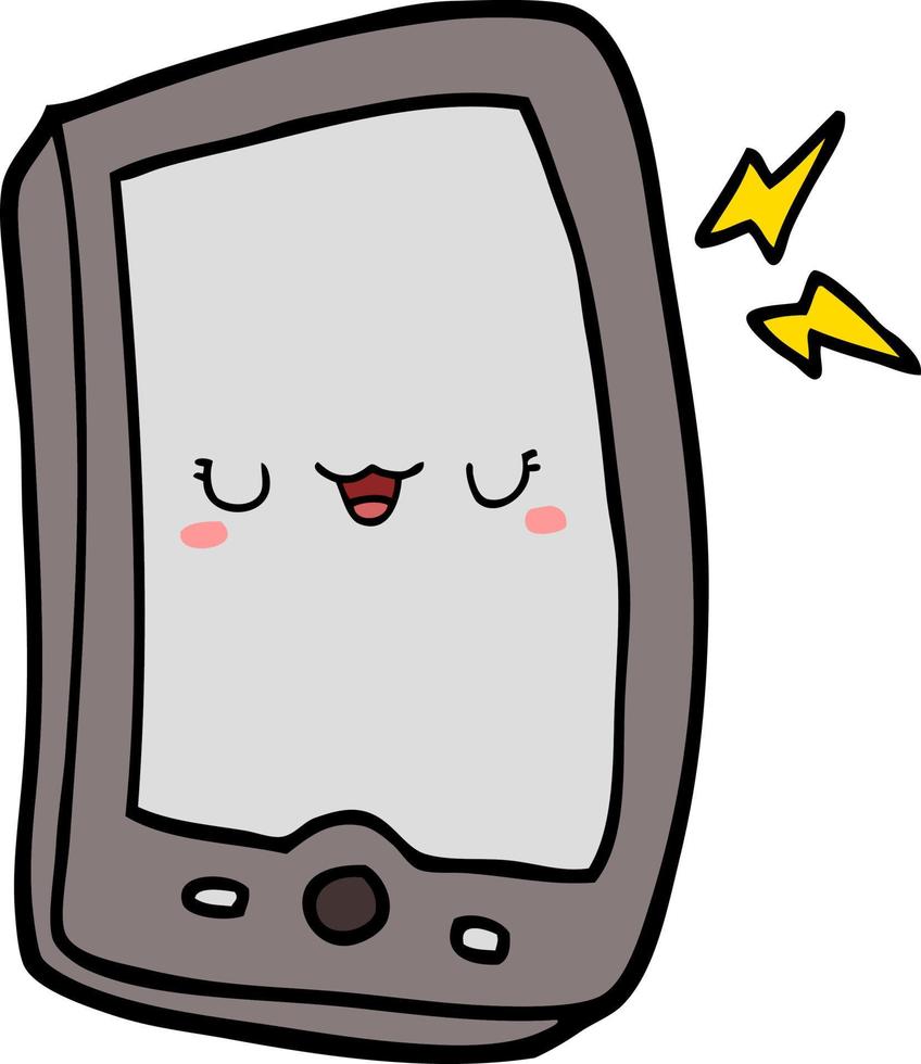 schattig tekenfilm mobiel telefoon vector