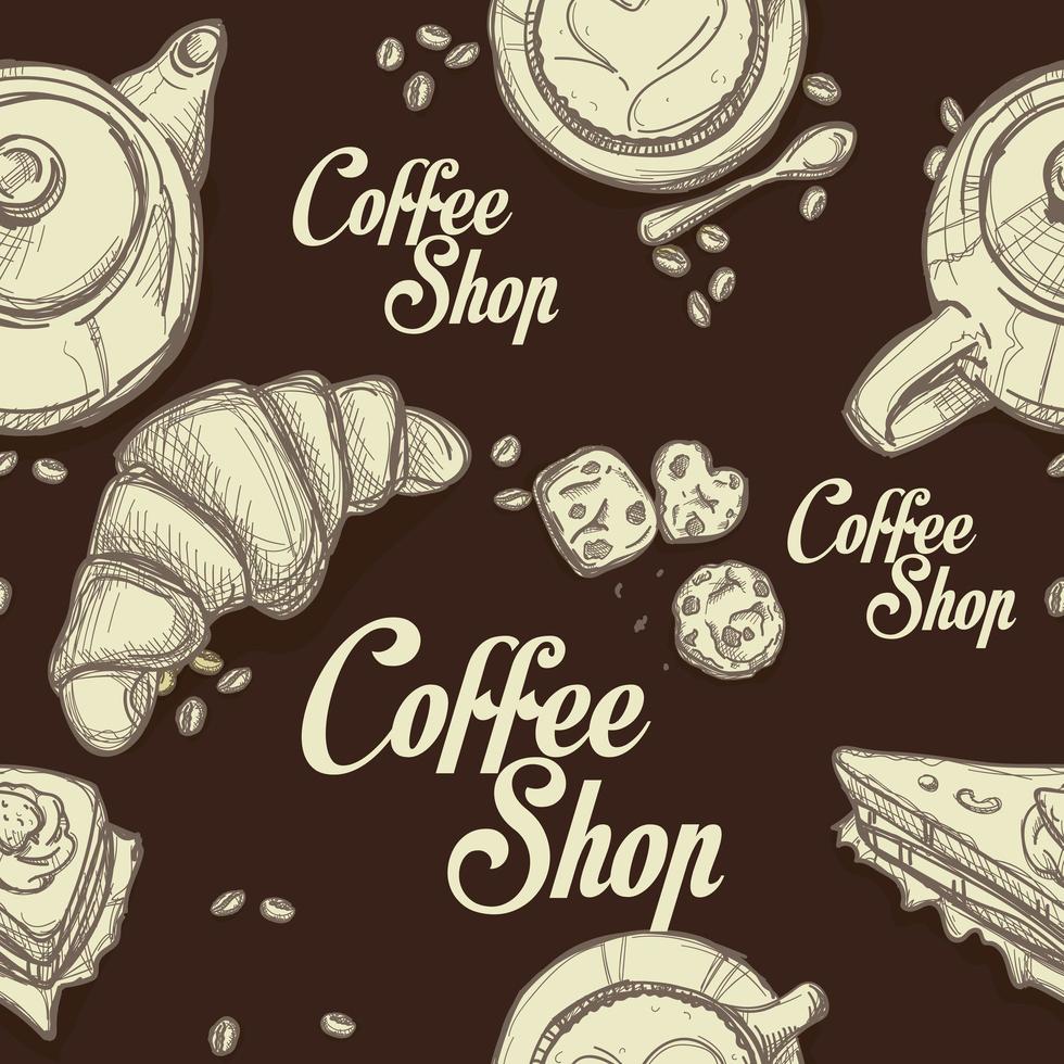 coffeeshop met koffiekopjes vector