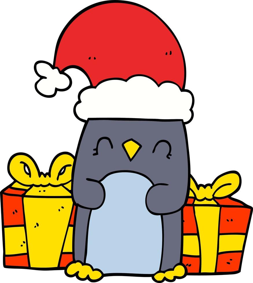 schattige kerstpinguïn vector