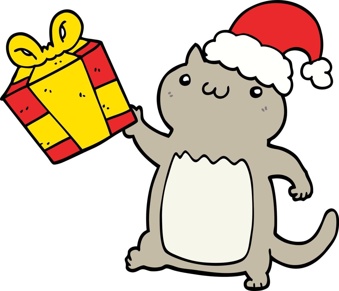 schattig tekenfilm Kerstmis kat vector