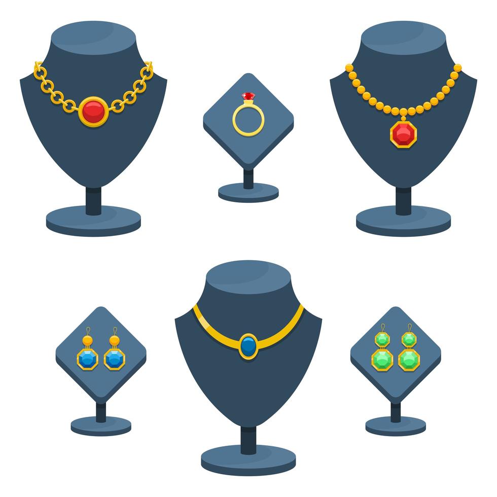 sieraden set geïsoleerd op een witte achtergrond vector