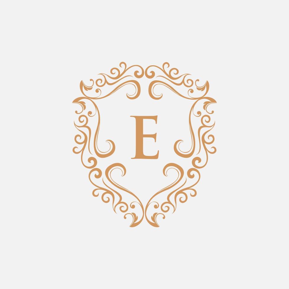 brief e schild geklets luxe monogram logo vector