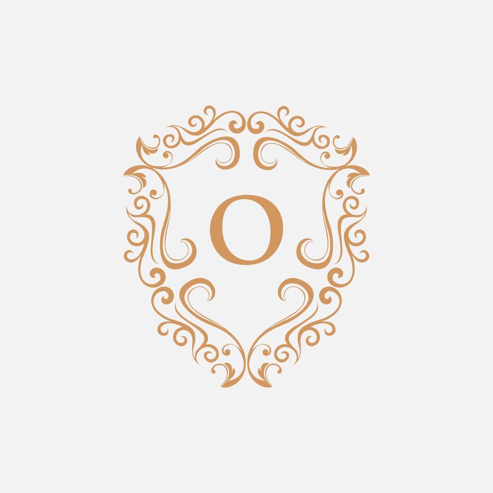 brief O luxe ornament schild bedrijf logo vector