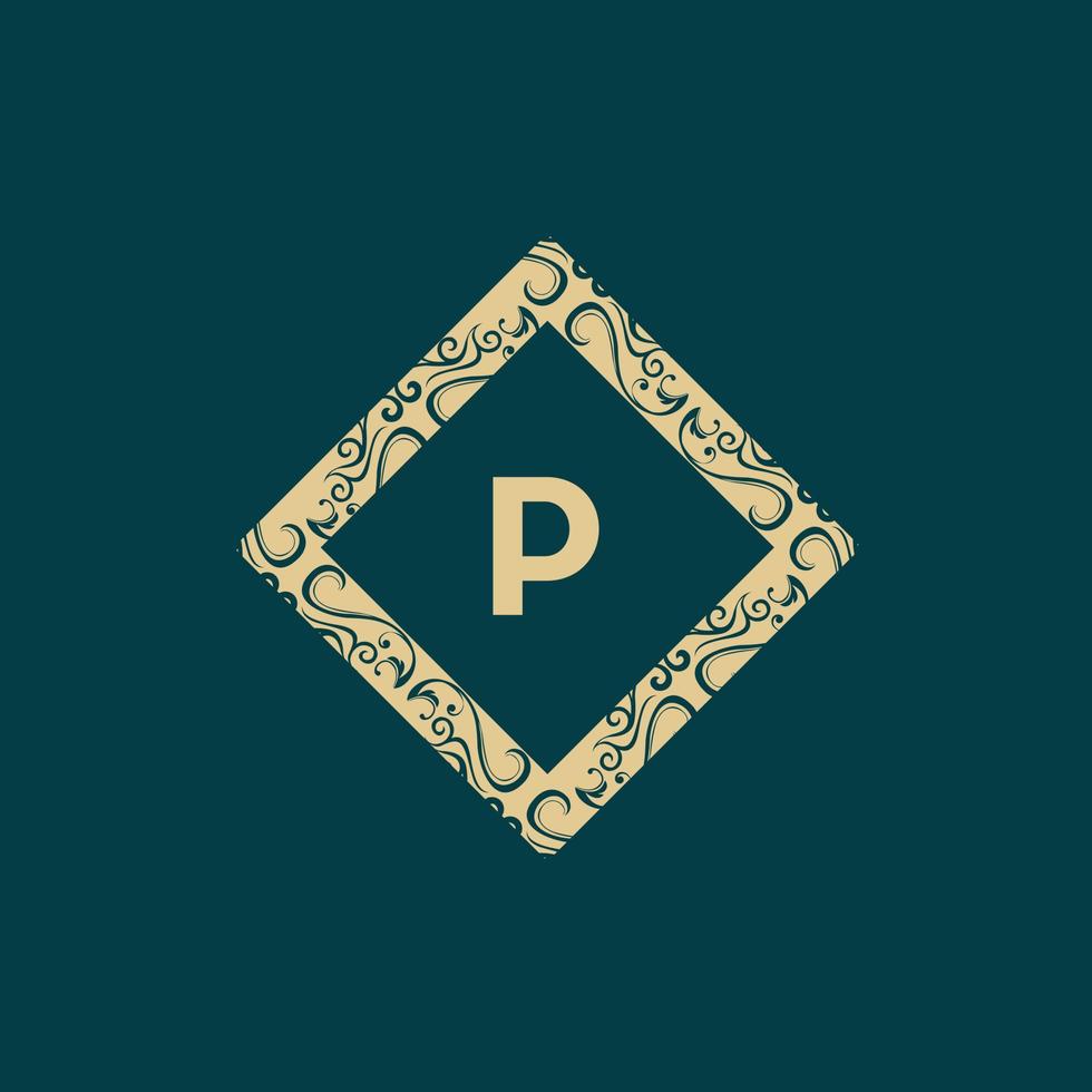 brief p kader luxe creatief logo vector