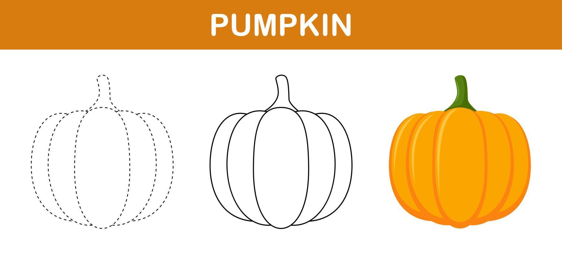 pompoen traceren en kleur werkblad voor kinderen vector
