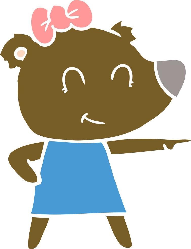 vrouwelijke beer egale kleur stijl cartoon vector