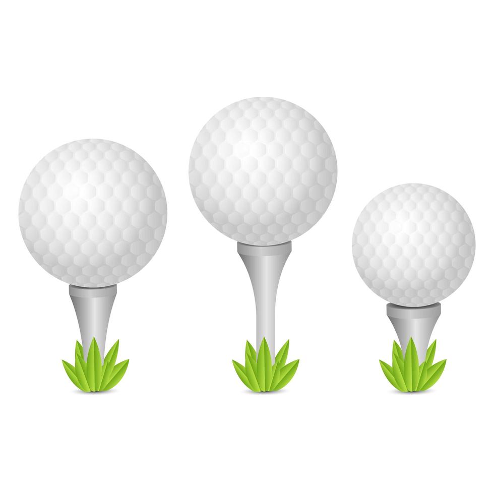 golfballen die op witte achtergrond worden geïsoleerd vector