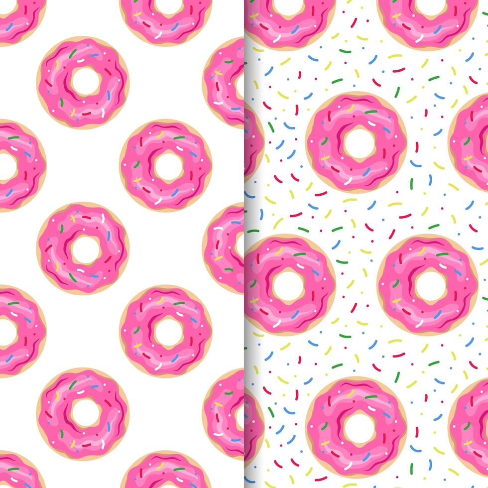 set van donut naadloze patronen vector