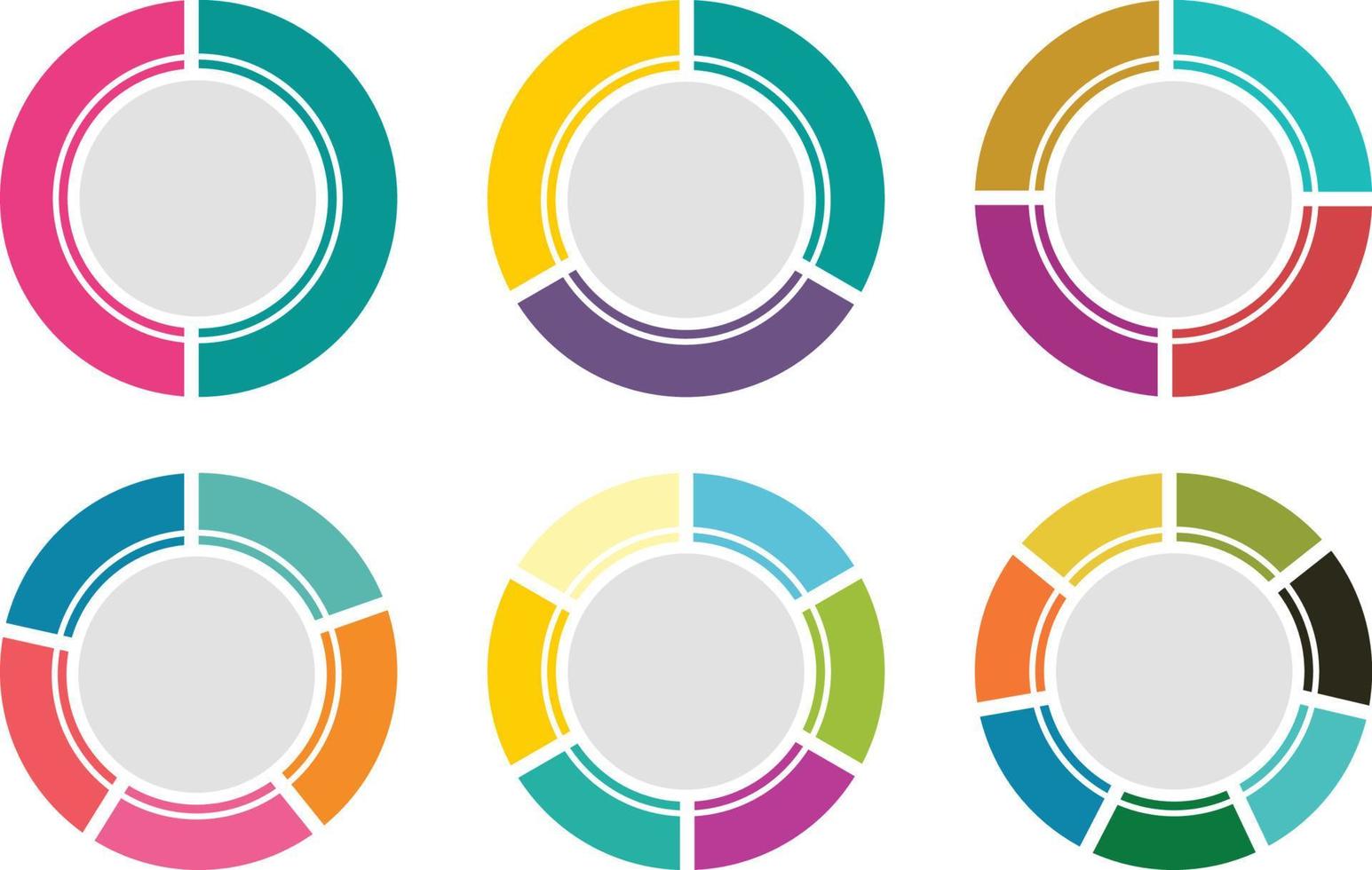 kleurrijk cirkel diagram icoon reeks isoleren Aan wit achtergrond. vector