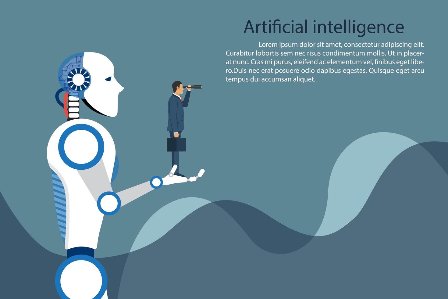 ai robot bedrijfsmens in de hand houden vector