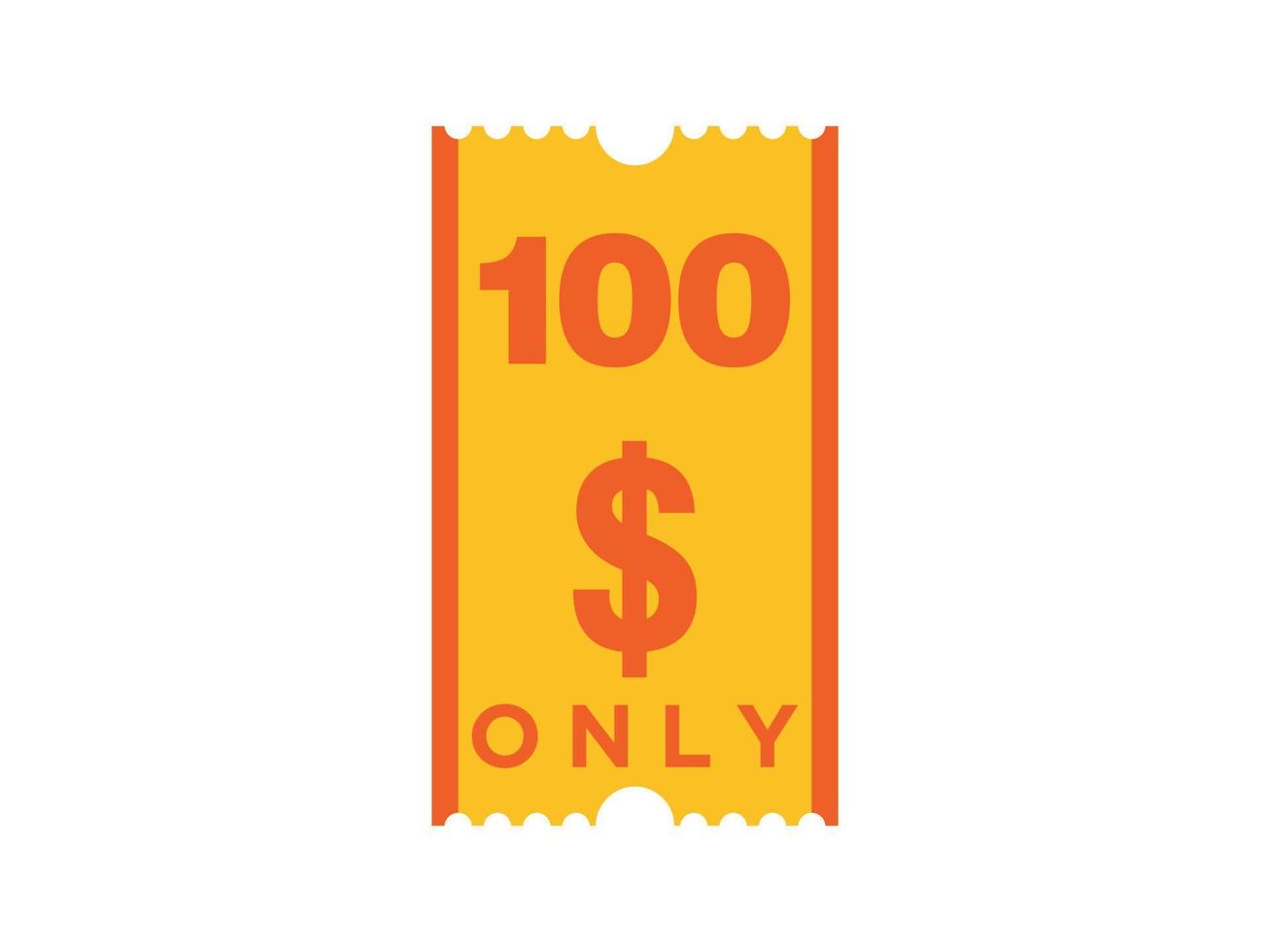 100 dollar enkel en alleen coupon teken of etiket of korting tegoedbon geld besparing label, met coupon vector illustratie zomer aanbod loopt af weekend vakantie