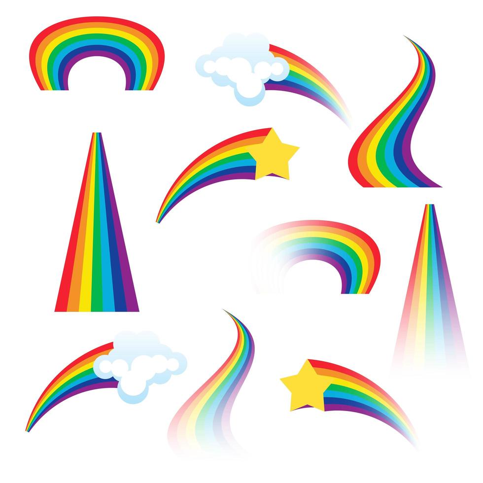 set van kleurrijke regenbogen vector