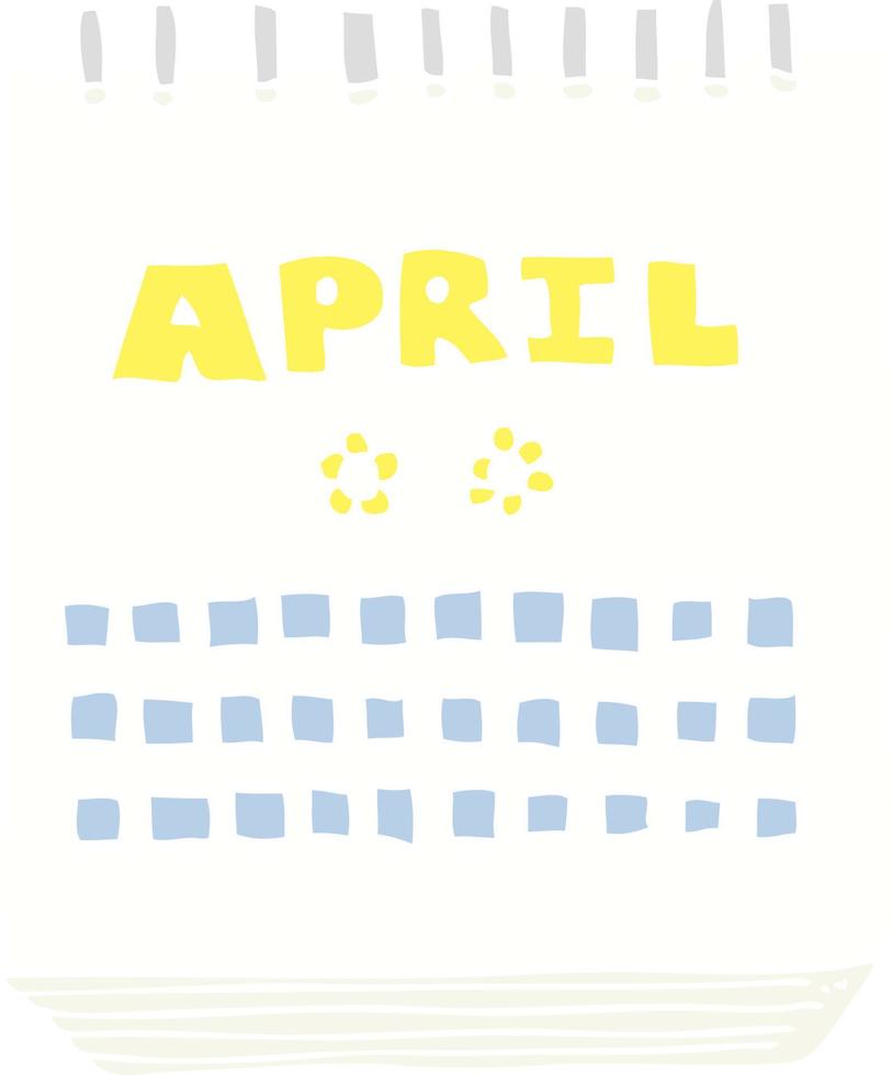 vlak kleur illustratie van kalender tonen maand van april vector
