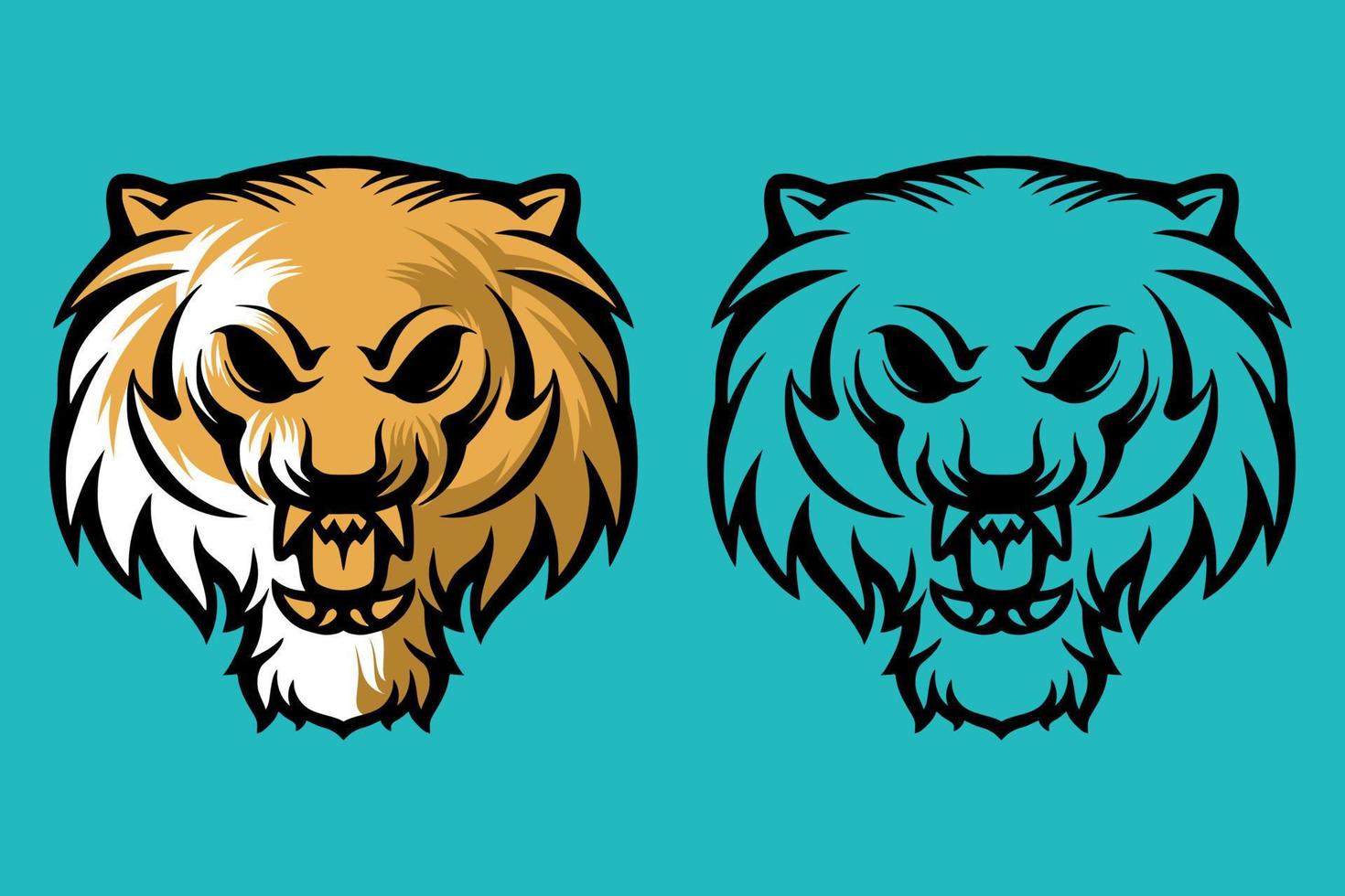 symmetrisch en gedetailleerd tijger hoofd logo vector