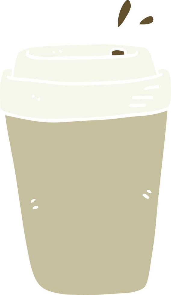 cartoon koffiekopje in effen kleurstijl vector