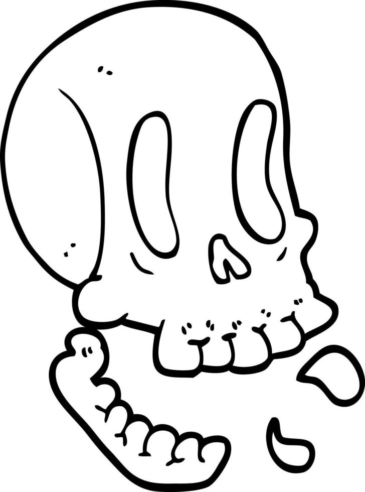 grappig lijn tekening tekenfilm schedel vector