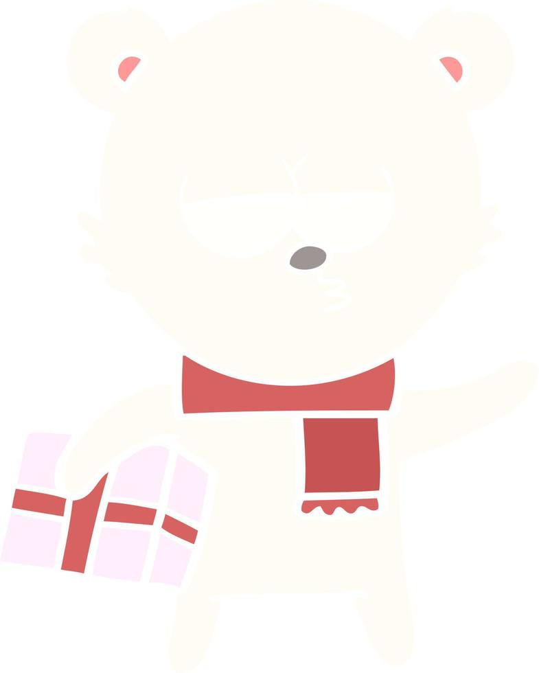 Kerstmis polair beer vlak kleur stijl tekenfilm vector