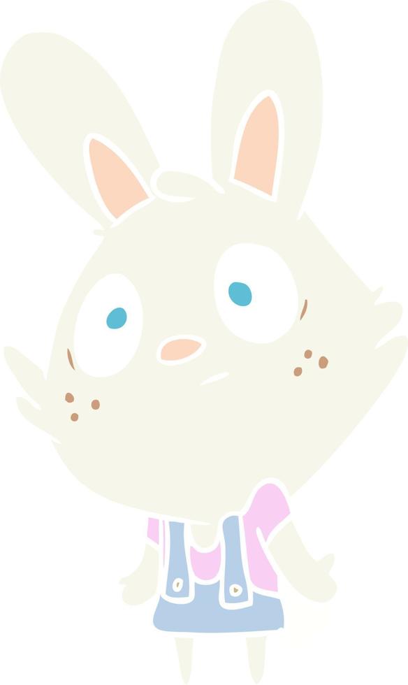 schattig vlak kleur stijl tekenfilm konijn schouderophalend schouders vector