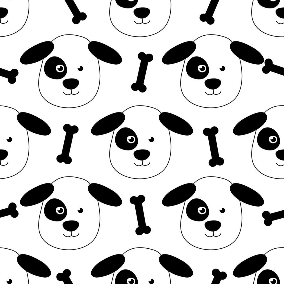 schattig naadloos patroon met puppy's in tekening stijl voor kinderen, afdrukken, kleding stof. vector