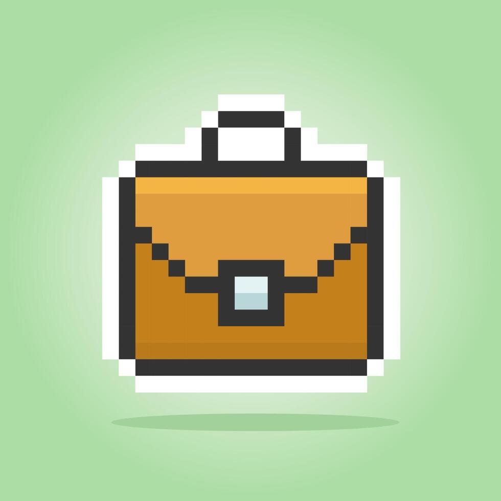 8-bit pixel koffer. pictogramhulpmiddel voor spelactiva in vectorillustraties. vector