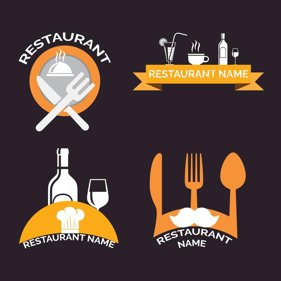 restaurant retro logo collectie vector