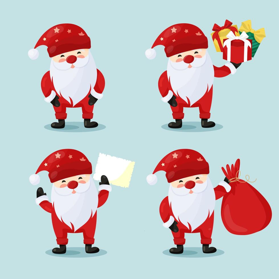 verzameling van cartoon santa claus vector