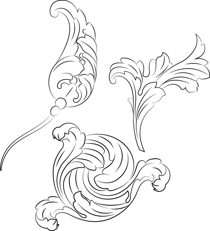 wijnoogst barok Victoriaans kader grens bloemen ornament blad rol gegraveerde retro bloem patroon decoratief ontwerp tatoeëren zwart en wit Japans filigraan kalligrafische vector heraldisch kolken