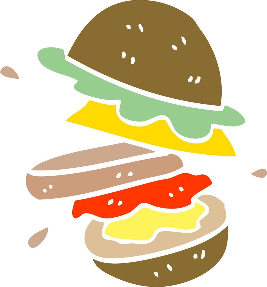 tekenfilm tekening van een hamburger vector