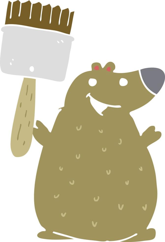 vlak kleur stijl tekenfilm beer met verf borstel vector