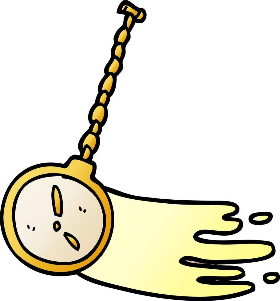 cartoon doodle swingende gouden horloge vector