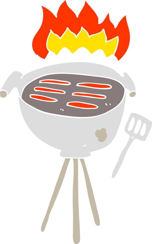 vlak kleur illustratie van een tekenfilm barbecue vector