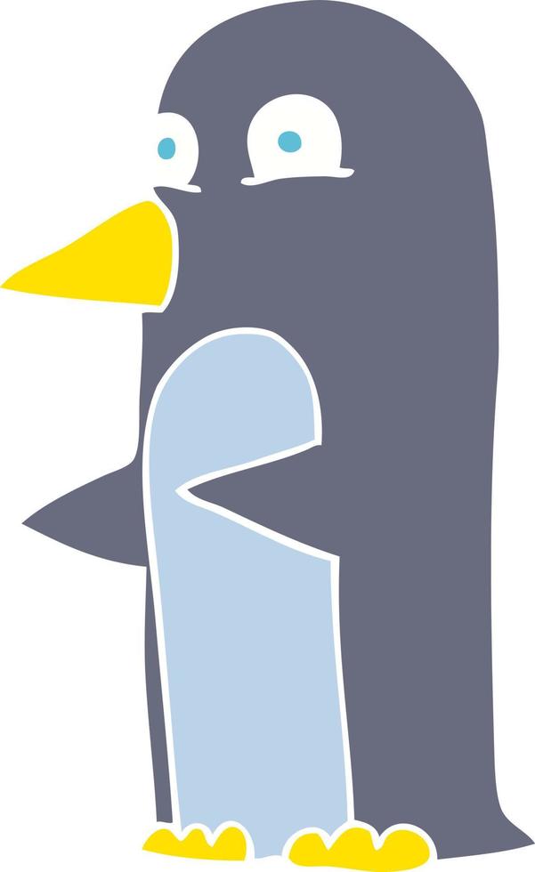 egale kleurenillustratie van een cartoonpinguïn vector