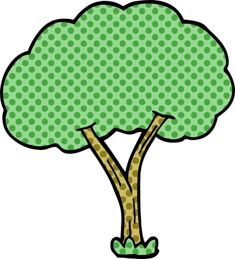 cartoon doodle bloeiende boom vector