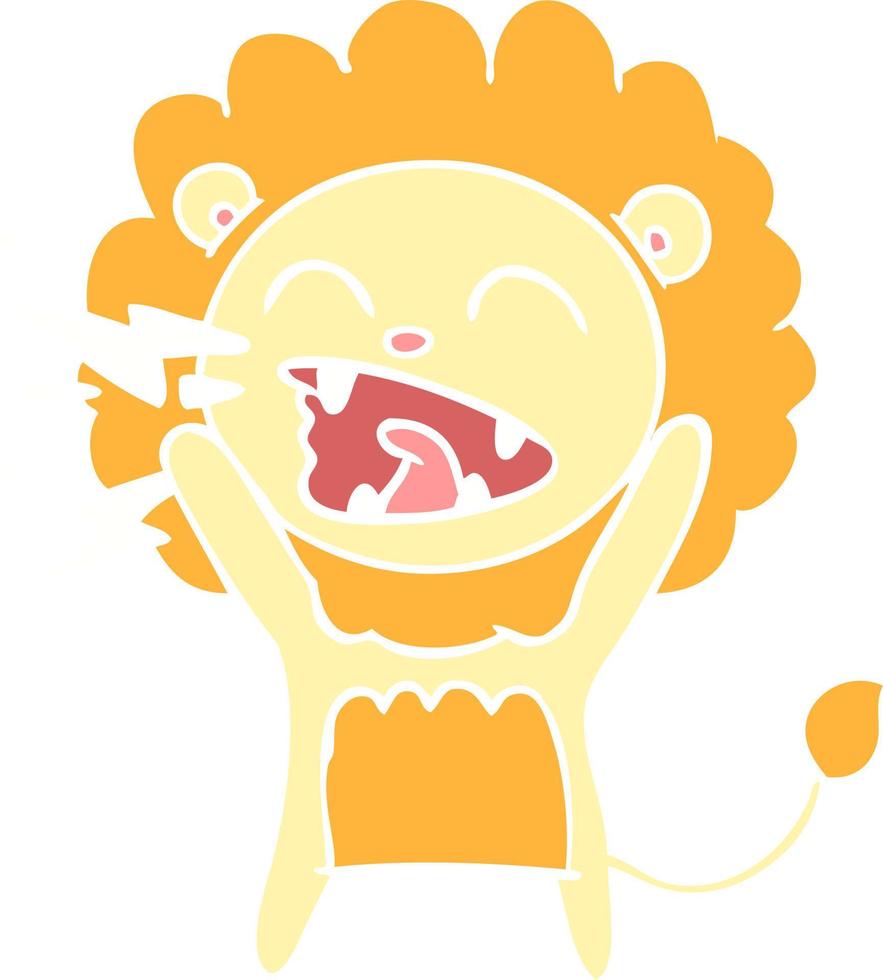 cartoon brullende leeuw in effen kleurstijl vector