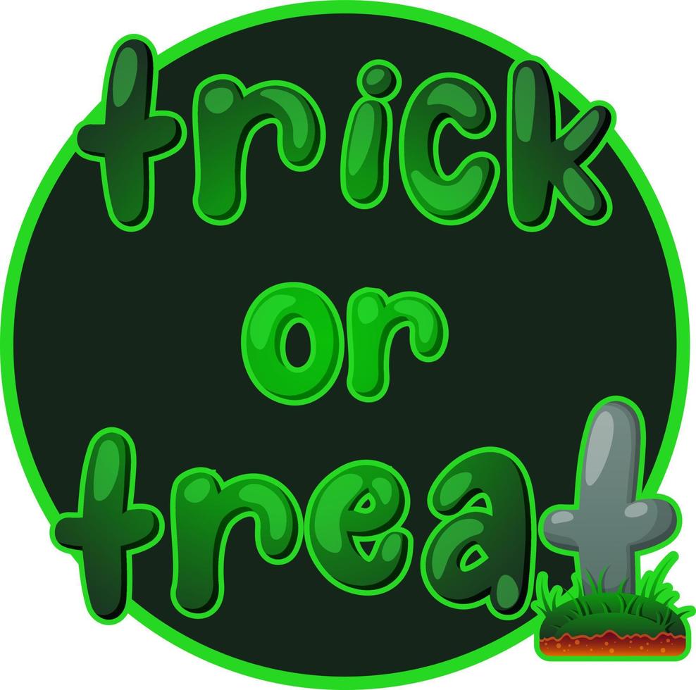 sticker opschrift truc of traktatie voor halloween in tekenfilm stijl vector