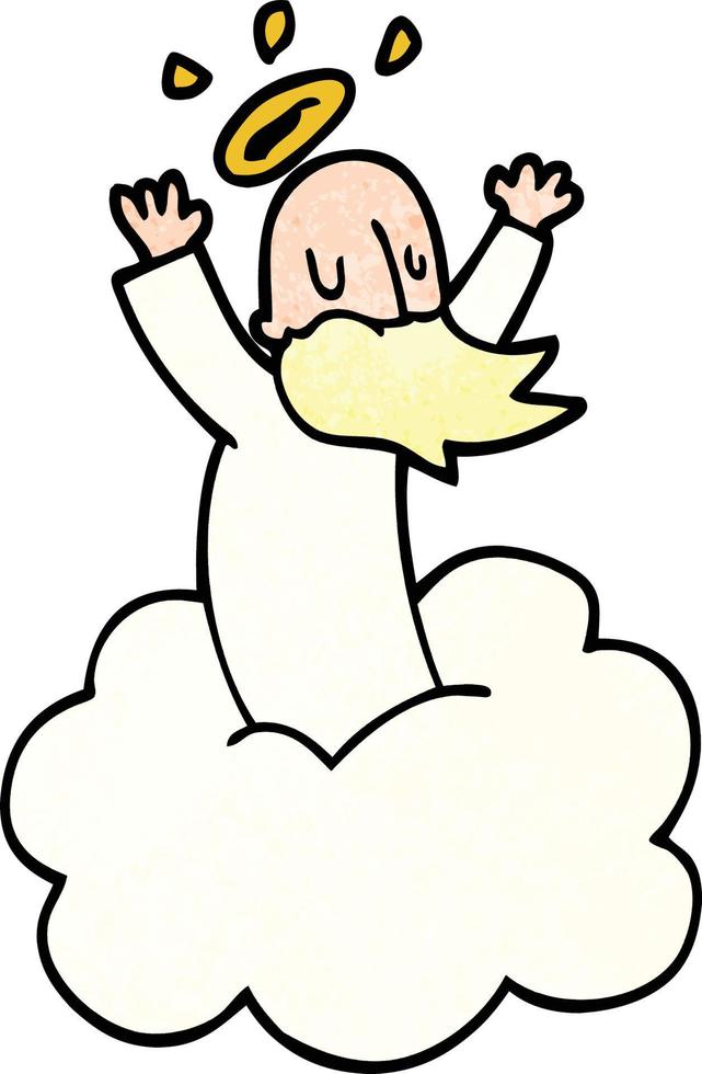 cartoon doodle god op wolk vector