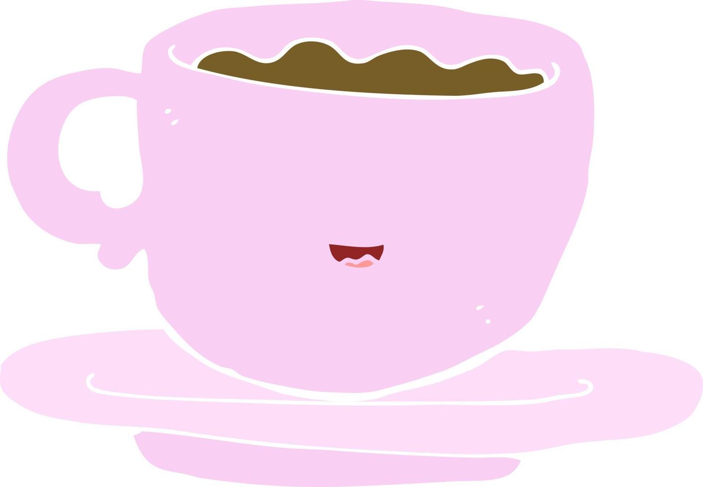 egale kleurstijl cartoon warme kop koffie vector