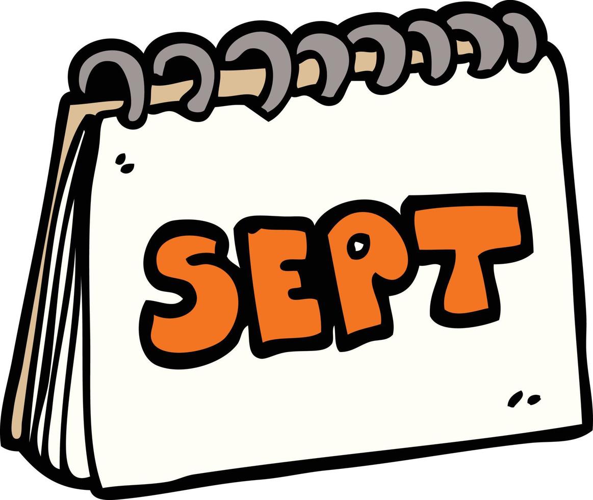 cartoon doodle kalender met maand september vector