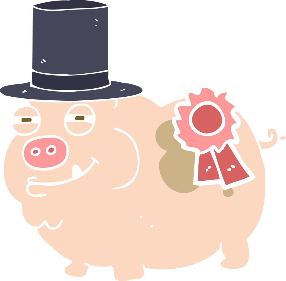 vlak kleur illustratie van een tekenfilm prijs winnend varken vector