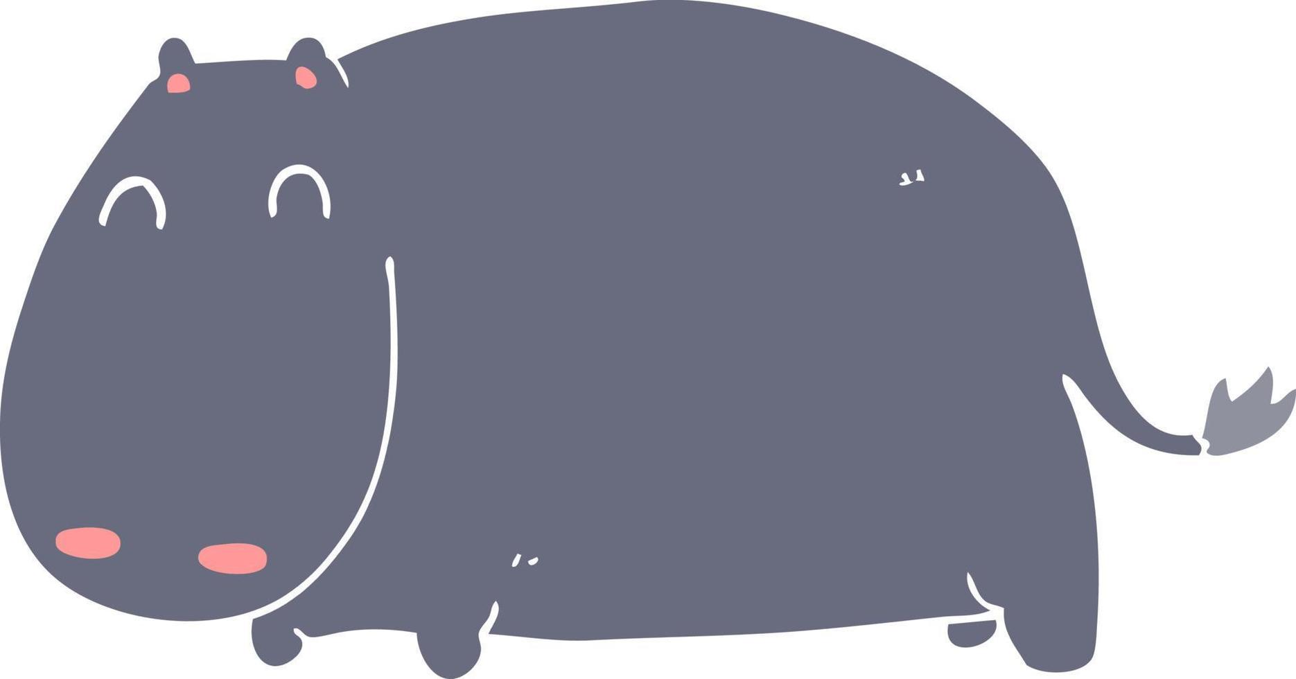 vlak kleur stijl tekenfilm nijlpaard vector